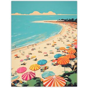 Wee Blue Coo Wall Art Print Sun Sand Sea Cove Busy Beach Coastal Landscape Aqua Orange Pink Bright Painting Poster in Blue Size: W24" x H32" Blue W24" x H32" Wee Blue Coo Wall Art Print Sun Sand Sea Cove Busy Beach Coastal Landscape Aqua Orange Pink Bright Painting Poster in Blue Size: W24" x H32" Blue W24" x H32"