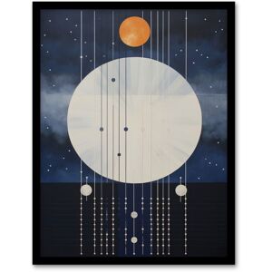 Wee Blue Coo Wall Art Print Abstract Solar Eclipse Oil Painting Blue Orange Geometric Planetary Orbits Night Sky Art Framed Size: W12" x H16" Dark Blue W12" x H16" Wee Blue Coo Wall Art Print Abstract Solar Eclipse Oil Painting Blue Orange Geometric Planetary Orbits Night Sky Art Framed Size: W12" x H16" Dark Blue W12" x H16"