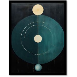 Wee Blue Coo Wall Art Print Abstract Teal Stone Circles Oil Painting Blue Yellow on Black Minimalist Geometric Art Framed Size: W12" x H16" Dark Blue W12" x H16" Wee Blue Coo Wall Art Print Abstract Teal Stone Circles Oil Painting Blue Yellow on Black Minimalist Geometric Art Framed Size: W12" x H16" Dark Blue W12" x H16"