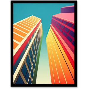 Wee Blue Coo Wall Art Print City Life Skyscraper Graphic Design Painting Orange Purple Blue Skyline with Clear Sky Art Framed Size: W12" x H16" Multicolor W12" x H16" Wee Blue Coo Wall Art Print City Life Skyscraper Graphic Design Painting Orange Purple Blue Skyline with Clear Sky Art Framed Size: W12" x H16" Multicolor W12" x H16"