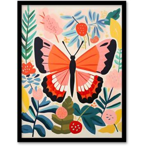 Wee Blue Coo Wall Art Print Butterfly Henri Matisse Style Bright Painting Leaves Fronds & Floral Blooms Spring Art Framed in Pink Size: W12" x H16" Pink W12" x H16" Wee Blue Coo Wall Art Print Butterfly Henri Matisse Style Bright Painting Leaves Fronds & Floral Blooms Spring Art Framed in Pink Size: W12" x H16" Pink W12" x H16"