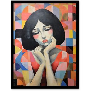 Wee Blue Coo Wall Art Print Penny For Your Thoughts Oil Painting Geometric Abstraction Colourful Woman Portrait Art Framed Size: W12" x H16" Multicolor W12" x H16" Wee Blue Coo Wall Art Print Penny For Your Thoughts Oil Painting Geometric Abstraction Colourful Woman Portrait Art Framed Size: W12" x H16" Multicolor W12" x H16"