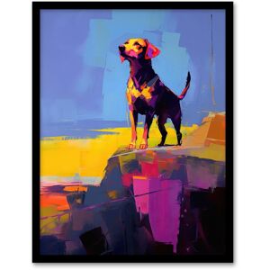 Wee Blue Coo Wall Art Print Sunset Strolls of a Labrador Vibrant Portrait in Abstract Coastal Landscape Oil Painting Art Framed Size: W12" x H16" Blue W12" x H16" Wee Blue Coo Wall Art Print Sunset Strolls of a Labrador Vibrant Portrait in Abstract Coastal Landscape Oil Painting Art Framed Size: W12" x H16" Blue W12" x H16"