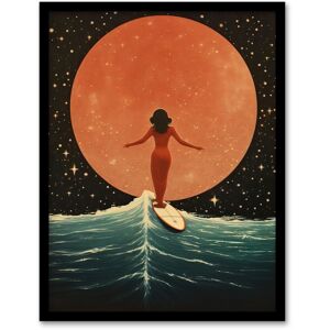 Wee Blue Coo Wall Art Print Surfing Through Time & Space Autumn Moonrise Wave Riding Orange Blue Oil Painting Art Framed Size: W12" x H16" Multicolor W12" x H16" Wee Blue Coo Wall Art Print Surfing Through Time & Space Autumn Moonrise Wave Riding Orange Blue Oil Painting Art Framed Size: W12" x H16" Multicolor W12" x H16"