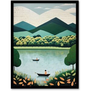 Wee Blue Coo Wall Art Print The Boating Lake Scenic Boat Ride in Tranquil Waters Teal Green Orange Stylised Oil Painting Art Framed Green W12" x H16" Wee Blue Coo Wall Art Print The Boating Lake Scenic Boat Ride in Tranquil Waters Teal Green Orange Stylised Oil Painting Art Framed Green W12" x H16"