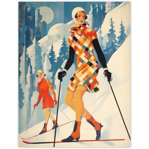 Wee Blue Coo Wall Art Print Klosters Chic Fashion Skier Women Going Down Slopes Orange Blue Bright Retro Oil Painting Poster Size: W12" x H16" Blue W12" x H16" Wee Blue Coo Wall Art Print Klosters Chic Fashion Skier Women Going Down Slopes Orange Blue Bright Retro Oil Painting Poster Size: W12" x H16" Blue W12" x H16"
