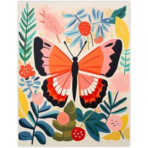 Wee Blue Coo Wall Art Print Butterfly Henri Matisse Style Bright Painting Leaves Fronds & Floral Blooms Spring Poster in Pink Size: W12" x H16" Pink W12" x H16" Wee Blue Coo Wall Art Print Butterfly Henri Matisse Style Bright Painting Leaves Fronds & Floral Blooms Spring Poster in Pink Size: W12" x H16" Pink W12" x H16"