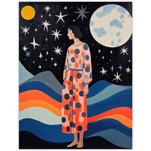 Wee Blue Coo Wall Art Print In The Land Of Sun & Moon Woman in Dreamy Night Seascape Blue Orange Oil Painting Poster in Dark Blue Size: W12" x H16" Dark Blue W12" x H16" Wee Blue Coo Wall Art Print In The Land Of Sun & Moon Woman in Dreamy Night Seascape Blue Orange Oil Painting Poster in Dark Blue Size: W12" x H16" Dark Blue W12" x H16"