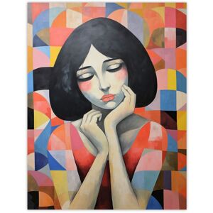 Wee Blue Coo Wall Art Print Penny For Your Thoughts Oil Painting Geometric Abstraction Colourful Woman Portrait Poster Size: W12" x H16" Multicolor W12" x H16" Wee Blue Coo Wall Art Print Penny For Your Thoughts Oil Painting Geometric Abstraction Colourful Woman Portrait Poster Size: W12" x H16" Multicolor W12" x H16"