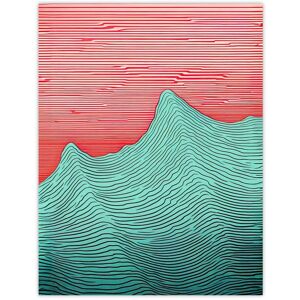 Wee Blue Coo Wall Art Print Linear Waves Abstract Line Drawing Sea Red & Turquoise Painting Poster Size: W12" x H16" Red W12" x H16" Wee Blue Coo Wall Art Print Linear Waves Abstract Line Drawing Sea Red & Turquoise Painting Poster Size: W12" x H16" Red W12" x H16"