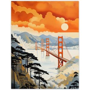 Wee Blue Coo Wall Art Print Sunset San Francisco Oakland Bay Bridge Amber Orange Blue Pastel Colour Painting Poster Size: W12" x H16" Orange W12" x H16" Wee Blue Coo Wall Art Print Sunset San Francisco Oakland Bay Bridge Amber Orange Blue Pastel Colour Painting Poster Size: W12" x H16" Orange W12" x H16"