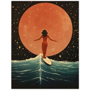 Wee Blue Coo Wall Art Print Surfing Through Time & Space Autumn Moonrise Wave Riding Orange Blue Oil Painting Poster Size: W12" x H16" Multicolor W12" x H16" Wee Blue Coo Wall Art Print Surfing Through Time & Space Autumn Moonrise Wave Riding Orange Blue Oil Painting Poster Size: W12" x H16" Multicolor W12" x H16"