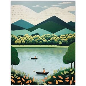 Wee Blue Coo Wall Art Print The Boating Lake Scenic Boat Ride in Tranquil Waters Teal Green Orange Stylised Oil Painting Poster Size: W12" x H16" Green W12" x H16" Wee Blue Coo Wall Art Print The Boating Lake Scenic Boat Ride in Tranquil Waters Teal Green Orange Stylised Oil Painting Poster Size: W12" x H16" Green W12" x H16"
