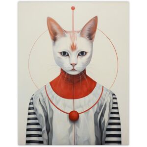 Wee Blue Coo Wall Art Print The Cat King Feline Ruler Surreal Portrait White Red Conceptual Oil Painting Poster Size: W12" x H16" White W12" x H16" Wee Blue Coo Wall Art Print The Cat King Feline Ruler Surreal Portrait White Red Conceptual Oil Painting Poster Size: W12" x H16" White W12" x H16"