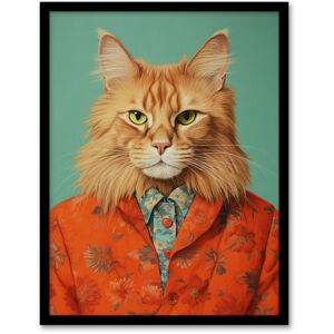 Wee Blue Coo Wall Art Print Maine Coon Ginger Pet Cat Portrait Fun Living Room Framed in Orange Size: W12" x H16" Orange W12" x H16" Wee Blue Coo Wall Art Print Maine Coon Ginger Pet Cat Portrait Fun Living Room Framed in Orange Size: W12" x H16" Orange W12" x H16"