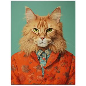 Wee Blue Coo Wall Art Print Maine Coon Ginger Pet Cat Portrait Fun Living Room in Orange Size: W12" x H16" Orange W12" x H16" Wee Blue Coo Wall Art Print Maine Coon Ginger Pet Cat Portrait Fun Living Room in Orange Size: W12" x H16" Orange W12" x H16"