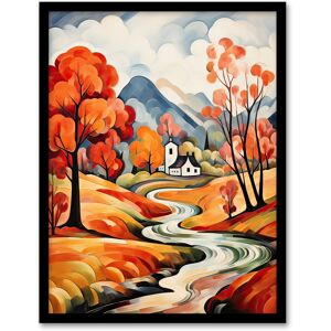 Artery8 Wall Art Print Autumn Countryside Landscape Painting River Village Framed in Orange Size: W12" x H16" Orange W12" x H16" Artery8 Wall Art Print Autumn Countryside Landscape Painting River Village Framed in Orange Size: W12" x H16" Orange W12" x H16"