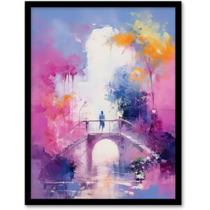 Artery8 Wall Art Print Bridge of Dreams Abstract Oil Painting Pink Blue Orange Framed Art Size: W12" x H16" Pink W12" x H16" Artery8 Wall Art Print Bridge of Dreams Abstract Oil Painting Pink Blue Orange Framed Art Size: W12" x H16" Pink W12" x H16"