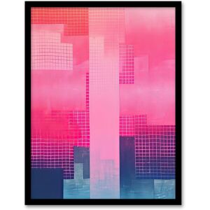 Artery8 Wall Art Print Abstract Geometric Cityscape Painting Pink Blue Purple Framed Art Size: W12" x H16" Pink W12" x H16" Artery8 Wall Art Print Abstract Geometric Cityscape Painting Pink Blue Purple Framed Art Size: W12" x H16" Pink W12" x H16"