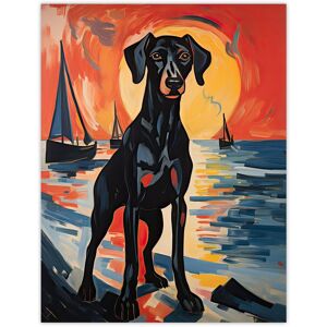 Artery8 Wall Art Print Black Doberman Dog Artwork Coastal Sunset Seascape Poster Picture Size: W12" x H16" Multicolor W12" x H16" Artery8 Wall Art Print Black Doberman Dog Artwork Coastal Sunset Seascape Poster Picture Size: W12" x H16" Multicolor W12" x H16"