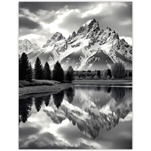 Artery8 Wall Art Print Grand Teton Reflected in Snake River Black & White Poster in Grey Size: W12" x H16" Grey W12" x H16" Artery8 Wall Art Print Grand Teton Reflected in Snake River Black & White Poster in Grey Size: W12" x H16" Grey W12" x H16"