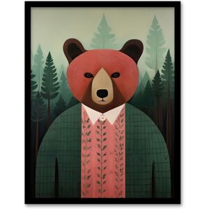 Artery8 Wall Art Print Mr Bear Portrait Oil Painting Pink Brown Green Misty Forest Landscape Kids Bedroom Artwork Framed Size: W12" x H16" Green W12" x H16" Artery8 Wall Art Print Mr Bear Portrait Oil Painting Pink Brown Green Misty Forest Landscape Kids Bedroom Artwork Framed Size: W12" x H16" Green W12" x H16"