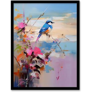 Artery8 Wall Art Print Kingfisher Bird & Flowers Oil Painting Abstract Sandy Beach Artwork Framed in Blue Size: W12" x H16" Blue W12" x H16" Artery8 Wall Art Print Kingfisher Bird & Flowers Oil Painting Abstract Sandy Beach Artwork Framed in Blue Size: W12" x H16" Blue W12" x H16"