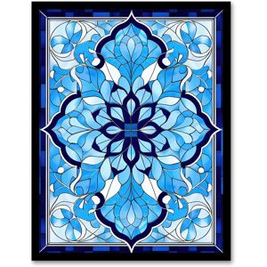 Artery8 Wall Art Print Islamic Vegetal Pattern Blue & White Stained Glass Inspired Geometric Floral Design Artwork Framed Size: W12" x H16" Blue W12" x H16" Artery8 Wall Art Print Islamic Vegetal Pattern Blue & White Stained Glass Inspired Geometric Floral Design Artwork Framed Size: W12" x H16" Blue W12" x H16"