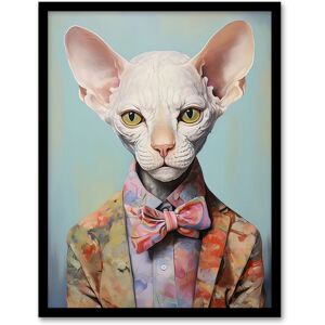 Artery8 Wall Art Print Stylish Sphynx Cat Oil Painting Pastel Colour Pet Portrait in Suit & Bow Tie Artwork Framed Size: W12" x H16" Multicolor W12" x H16" Artery8 Wall Art Print Stylish Sphynx Cat Oil Painting Pastel Colour Pet Portrait in Suit & Bow Tie Artwork Framed Size: W12" x H16" Multicolor W12" x H16"