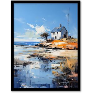 Artery8 Wall Art Print The Old White Crofters Cottage Oil Painting Palette Knife Blue Orange Serene Scottish Coastal Landscape Artwork Framed Blue W12" x H16" Artery8 Wall Art Print The Old White Crofters Cottage Oil Painting Palette Knife Blue Orange Serene Scottish Coastal Landscape Artwork Framed Blue W12" x H16"