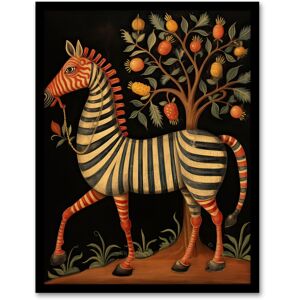 Artery8 Wall Art Print Whimsical Zebra Posing by Fruit Tree Orange Grey Green Medieval Bestiary Style Surreal Oil Painting Artwork Framed Multicolor W12" x H16" Artery8 Wall Art Print Whimsical Zebra Posing by Fruit Tree Orange Grey Green Medieval Bestiary Style Surreal Oil Painting Artwork Framed Multicolor W12" x H16"