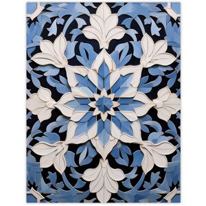 Artery8 Wall Art Print Blue Arabesque Flower Design Ornate Symmetrical Floral Pattern Poster Size: W12" x H16" Blue W12" x H16" Artery8 Wall Art Print Blue Arabesque Flower Design Ornate Symmetrical Floral Pattern Poster Size: W12" x H16" Blue W12" x H16"