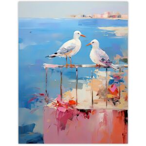 Artery8 Wall Art Print Birds By the Beach Abstract Oil Painting Blue Pink Orange Bathroom Artwork Seagulls on Railing Poster Size: W12" x H16" Blue W12" x H16" Artery8 Wall Art Print Birds By the Beach Abstract Oil Painting Blue Pink Orange Bathroom Artwork Seagulls on Railing Poster Size: W12" x H16" Blue W12" x H16"
