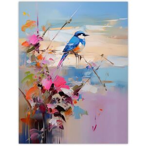 Artery8 Wall Art Print Kingfisher Bird & Flowers Oil Painting Abstract Sandy Beach Poster in Blue Size: W12" x H16" Blue W12" x H16" Artery8 Wall Art Print Kingfisher Bird & Flowers Oil Painting Abstract Sandy Beach Poster in Blue Size: W12" x H16" Blue W12" x H16"