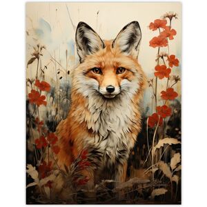 Artery8 Wall Art Print Red Fox w/ Wildflowers Watercolour Painting Amber Cream Grey Woodland Creature in Autumn Field Floral Animal Portrait Poster Beige W12" x H16" Artery8 Wall Art Print Red Fox w/ Wildflowers Watercolour Painting Amber Cream Grey Woodland Creature in Autumn Field Floral Animal Portrait Poster Beige W12" x H16"