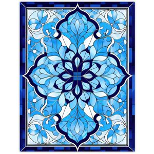 Artery8 Wall Art Print Islamic Vegetal Pattern Blue & White Stained Glass Inspired Geometric Floral Design Poster Size: W12" x H16" Blue W12" x H16" Artery8 Wall Art Print Islamic Vegetal Pattern Blue & White Stained Glass Inspired Geometric Floral Design Poster Size: W12" x H16" Blue W12" x H16"