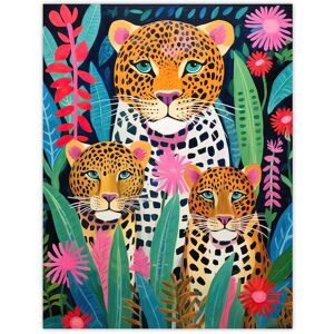 Artery8 Wall Art Print Leopard Family Vibrant Oil Painting Orange Pink Green Floral Jungle Wildlife Kids Bedroom Poster Size: W12" x H16" Multicolor W12" x H16" Artery8 Wall Art Print Leopard Family Vibrant Oil Painting Orange Pink Green Floral Jungle Wildlife Kids Bedroom Poster Size: W12" x H16" Multicolor W12" x H16"