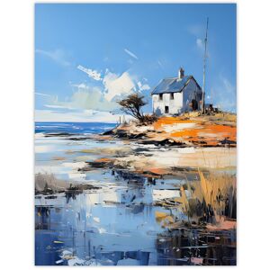 Artery8 Wall Art Print The Old White Crofters Cottage Oil Painting Palette Knife Blue Orange Serene Scottish Coastal Landscape Poster Blue W12" x H16" Artery8 Wall Art Print The Old White Crofters Cottage Oil Painting Palette Knife Blue Orange Serene Scottish Coastal Landscape Poster Blue W12" x H16"