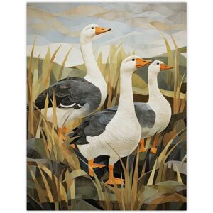 Artery8 Wall Art Print Three Wild Geese Stylised Oil Painting Grey Orange Green Pastel Colour Birds in Sweet Flag Plant Countryside Landscape Poster Green W12" x H16" Artery8 Wall Art Print Three Wild Geese Stylised Oil Painting Grey Orange Green Pastel Colour Birds in Sweet Flag Plant Countryside Landscape Poster Green W12" x H16"