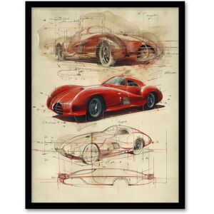Artery8 Wall Art Print Red Sports Car Design Sketch Drawing Art Framed Poster in Black Size: A4 Black A4 Artery8 Wall Art Print Red Sports Car Design Sketch Drawing Art Framed Poster in Black Size: A4 Black A4
