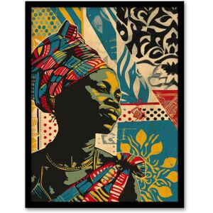 Artery8 Wall Art Print African Woman Colourful Pattern Portrait Painting Art Framed Poster in Black Size: W12" x H16" Black W12" x H16" Artery8 Wall Art Print African Woman Colourful Pattern Portrait Painting Art Framed Poster in Black Size: W12" x H16" Black W12" x H16"