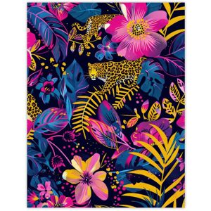 Artery8 Wall Art Print Leopard Floral Pattern Trippy Psychedelic Design Poster in Blue Size: W12" x H16" Blue W12" x H16" Artery8 Wall Art Print Leopard Floral Pattern Trippy Psychedelic Design Poster in Blue Size: W12" x H16" Blue W12" x H16"