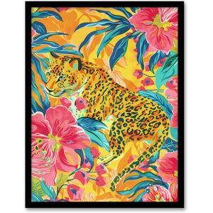 Artery8 Wall Art Print Leopard in Pink Lily Jungle Vibrant Painting Art Framed Poster in Black Size: W12" x H16" Black W12" x H16" Artery8 Wall Art Print Leopard in Pink Lily Jungle Vibrant Painting Art Framed Poster in Black Size: W12" x H16" Black W12" x H16"