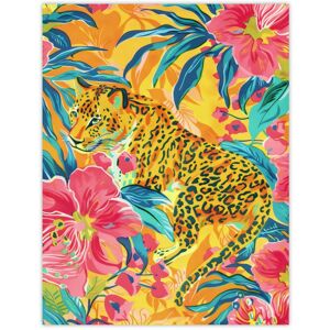 Artery8 Wall Art Print Leopard in Pink Lily Jungle Vibrant Painting Poster Size: W12" x H16" Multicolor W12" x H16" Artery8 Wall Art Print Leopard in Pink Lily Jungle Vibrant Painting Poster Size: W12" x H16" Multicolor W12" x H16"