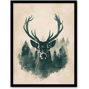 Artery8 Wall Art Print Majestic Stag Head Forest Watercolour Design Art Framed Poster in Black Size: W12" x H16" Black W12" x H16" Artery8 Wall Art Print Majestic Stag Head Forest Watercolour Design Art Framed Poster in Black Size: W12" x H16" Black W12" x H16"
