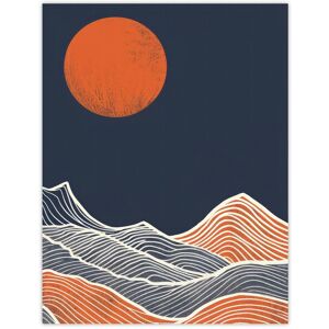 Artery8 Wall Art Print Sea Waves Lines Sun Blue Orange Abstract Painting Poster in Dark Navy Size: W12" x H16" Dark Navy W12" x H16" Artery8 Wall Art Print Sea Waves Lines Sun Blue Orange Abstract Painting Poster in Dark Navy Size: W12" x H16" Dark Navy W12" x H16"