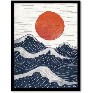 Artery8 Wall Art Print Abstract Sunset Seascape Waves Sun Painting Art Framed Poster in Black Size: W12" x H16" Black W12" x H16" Artery8 Wall Art Print Abstract Sunset Seascape Waves Sun Painting Art Framed Poster in Black Size: W12" x H16" Black W12" x H16"