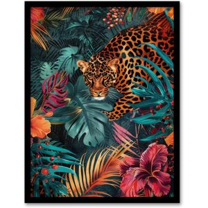 Artery8 Wall Art Print Fierce Leopard Exotic Floral Jungle Plants Art Framed Poster in Black Size: W12" x H16" Black W12" x H16" Artery8 Wall Art Print Fierce Leopard Exotic Floral Jungle Plants Art Framed Poster in Black Size: W12" x H16" Black W12" x H16"