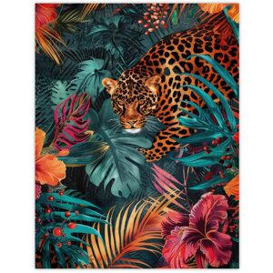 Artery8 Wall Art Print Fierce Leopard Exotic Floral Jungle Plants Poster Size: W12" x H16" Multicolor W12" x H16" Artery8 Wall Art Print Fierce Leopard Exotic Floral Jungle Plants Poster Size: W12" x H16" Multicolor W12" x H16"