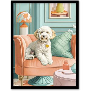 Artery8 Wall Art Print Cockapoo Dog Lover Pink Armchair Pet Portrait Art Framed Poster in Black Size: W12" x H16" Black W12" x H16" Artery8 Wall Art Print Cockapoo Dog Lover Pink Armchair Pet Portrait Art Framed Poster in Black Size: W12" x H16" Black W12" x H16"